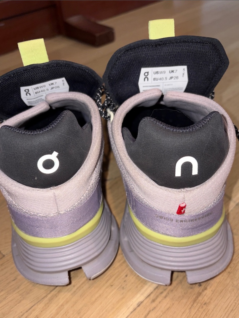 On Running Gray Sneakers with Neon Yellow Soles - Picture 5 of 6